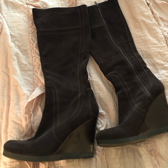 Nine West Shoes - Knee high suede boots with wooded heel